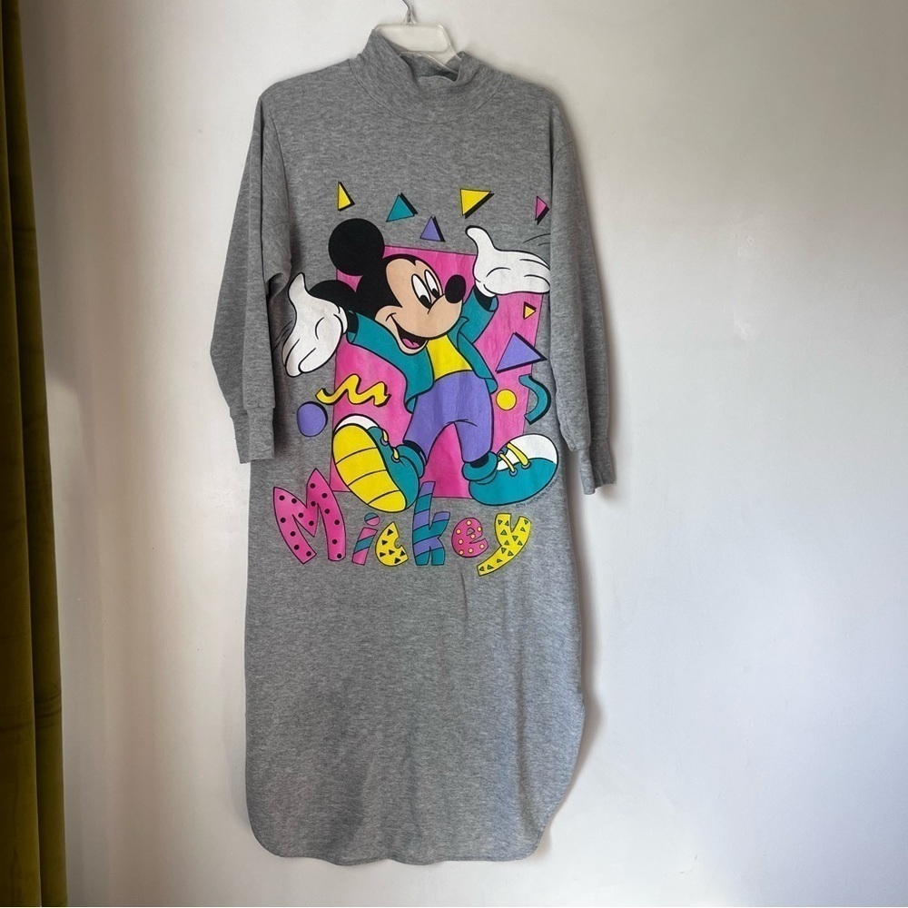 Vintage 80s Disney Mickey Mouse Longsleeve Sweatshirt Dress Nightgown S